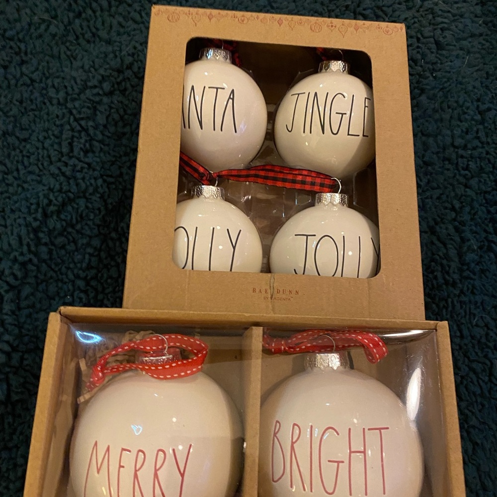 Set of Two Rae Dunn Medium Christmas Ornaments - 6pcs In Box